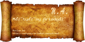 Mátyásy Ariadné névjegykártya